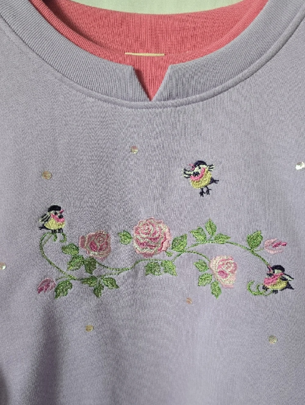 CC Hughes Vintage Embroidered Floral Crewneck Sweatshirt Grandma Granny Medium